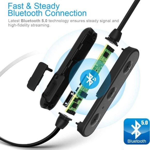 [NEW] BLUETOOTH HEADPHONES WIRELESS EARBUDS IN-LINE MIC HEADSET V5.0 - Picture 2 of 3